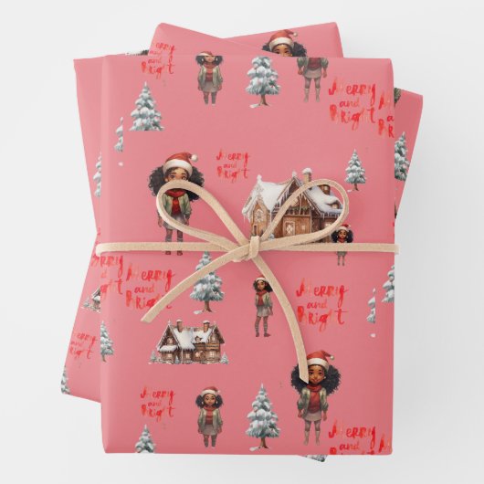 Kleine Meisje Vakantie Inpakpapier Vel (In situ)