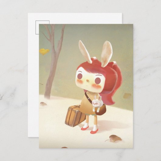 Kleine Meisje Verloren in het Bos Aankondigingskaart (Voorkant / Achterkant)