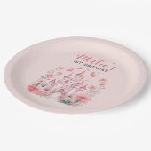 Kleine Meisjes 1e Verjaardag Roze Kasteel Prinses Papieren Bordje (Gekanteld)