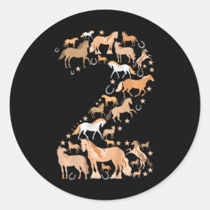 Kleine meisjes 2 jaar oud 2e verjaardag paard Grap Ronde Sticker