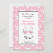 Kleine meisjes 3e verjaardag Roze keukenkatten Aankondiging (Voorkant)