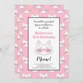 Kleine meisjes 3e verjaardag Roze keukenkatten Aankondiging (Voorkant / Achterkant)