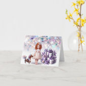 Kleine Meisje's Bling Magische Verjaardag Kaart (Gele Bloem)