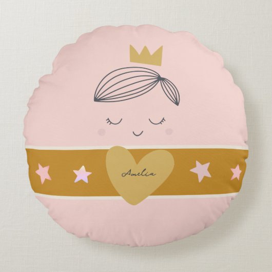Kleine meisjes Boho Primrose Princess Rond Kussen (Voorkant)