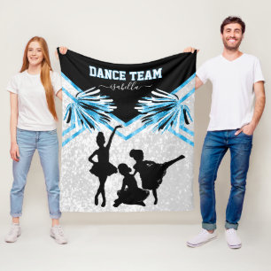 Kleine Meisjes Dans Team Zwart, Wit en Babyblauw Fleece Deken