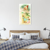 Kleine meisjes die door de slaapkamer ronddraaien canvas afdruk (Insitu (Slaapkamer))