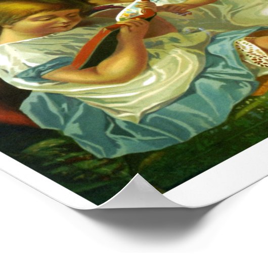 Kleine meisjes die illustratie lezen poster (Hoek)