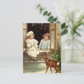  kleine meisjes die meer kerstmis eten feestdagenkaart (Staand voorkant)