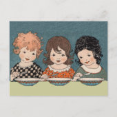  kleine meisjes die soep drie zussen eten briefkaart (Voorkant)