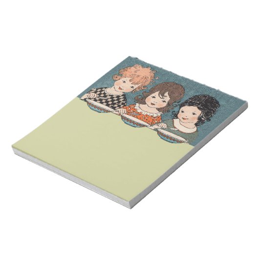  kleine meisjes die soep drie zussen eten notitieblok (Linkerzijde)