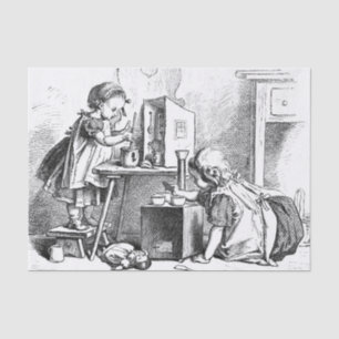 Kleine meisjes die thuis etsen tissuepapier