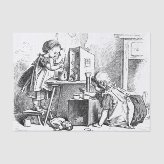 Kleine meisjes die thuis etsen tissuepapier (Voorkant)