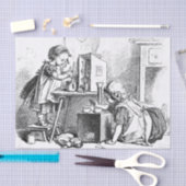 Kleine meisjes die thuis etsen tissuepapier (Craft)