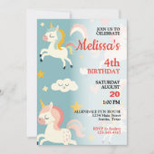 Kleine meisjes eenhoorn en regenbogen verjaardagsf kaart (Voorkant)