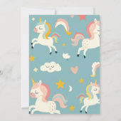 Kleine meisjes eenhoorn en regenbogen verjaardagsf kaart (Achterkant)