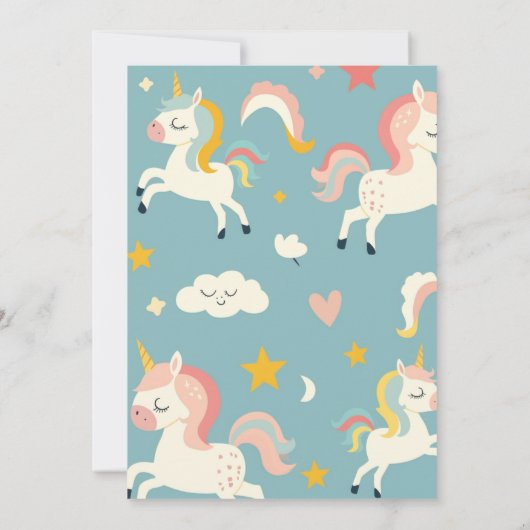 Kleine meisjes eenhoorn en regenbogen verjaardagsf kaart (Achterkant)