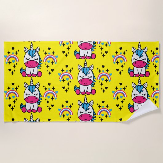 Kleine Meisjes Eenhoorn Pony Strandlaken (Voorkant)