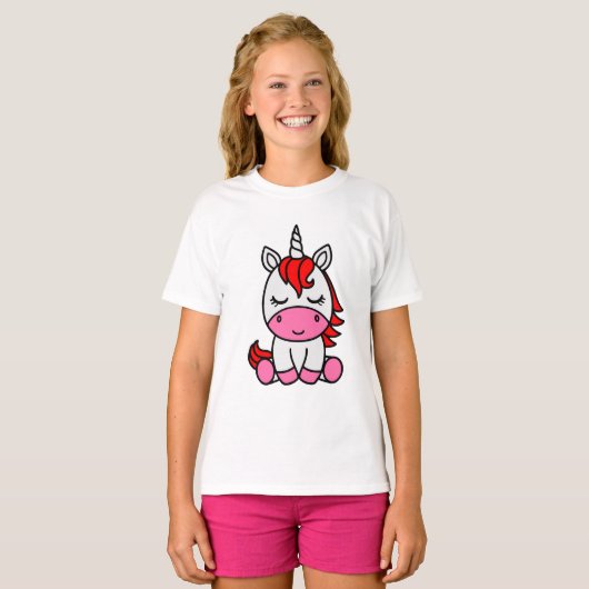 Kleine Meisjes Eenhoorn Pony T-shirt (Voorkant volledig)