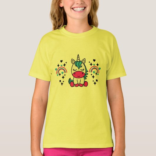 Kleine Meisjes Eenhoorn Pony T-shirt (Voorkant)