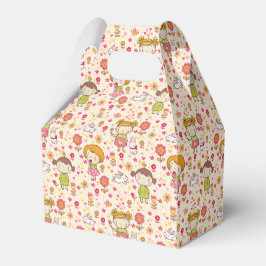 Kleine meisjes en Springtime Flowers Favor Box Bedankdoosjes