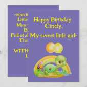 Kleine Meisjes Gepersonaliseerde Verjaardag Wenska Bedankkaart (Voorkant / Achterkant)