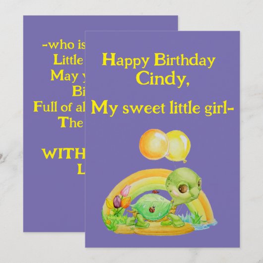 Kleine Meisjes Gepersonaliseerde Verjaardag Wenska Bedankkaart (Voorkant / Achterkant)