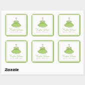 Kleine Meisje's Groene Jurk Baby Geboorte Stickers (Vel)