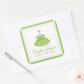 Kleine Meisje's Groene Jurk Baby Geboorte Stickers (Envelop)
