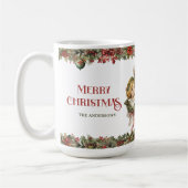 Kleine meisjes Kerst Victoriaans Engelen met hulst Koffiemok (Links)