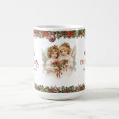 Kleine meisjes Kerst Victoriaans Engelen met hulst Koffiemok (Center)