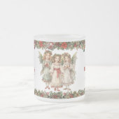 Kleine meisjes Kerst Victoriaans Engelen met hulst Matglas Koffiemok (Center)