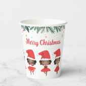 Kleine Meisjes Kerstmis Santa Hat Ballerinas Papieren Bekers (Achterkant)