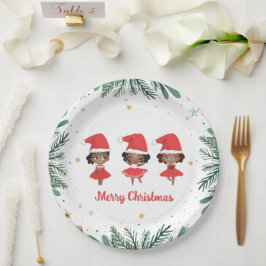 Kleine Meisjes Kerstmis Santa Hat Ballerinas Papieren Bordje