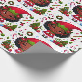 Kleine Meisje's Kerstvrolijkheid Cadeaupapier (Hoek)