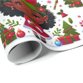 Kleine Meisje's Kerstvrolijkheid Cadeaupapier (Rol Hoek)