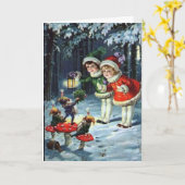  kleine meisjes met kerstkabouters kaart (Gele Bloem)