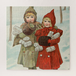  kleine meisjes met pakketten legpuzzel