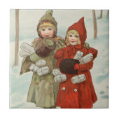  kleine meisjes met pakketten tegeltje (Voorkant)