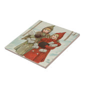  kleine meisjes met pakketten tegeltje (Zijkant)