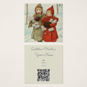  kleine meisjes met pakketten vierkante visitekaartjes (Voorkant /achterkant)