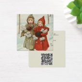  kleine meisjes met pakketten vierkante visitekaartjes (Bureau)