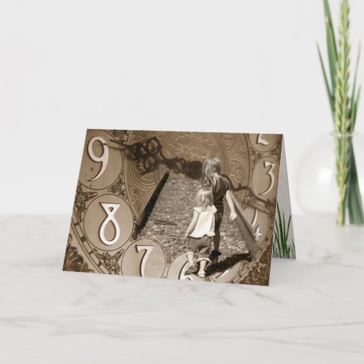 kleine meisjes op het spoor van de klok kaart (Voorkant)