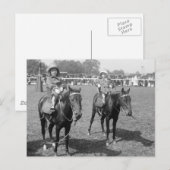 Kleine meisjes op Horseback, begin jaren 1900 Briefkaart (Voorkant / Achterkant)