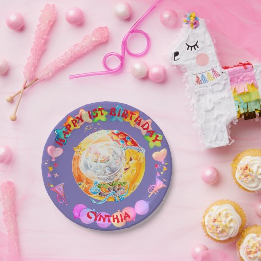 Kleine meisjes personaliseerden Borden van Birthda Papieren Bordje (Feest)