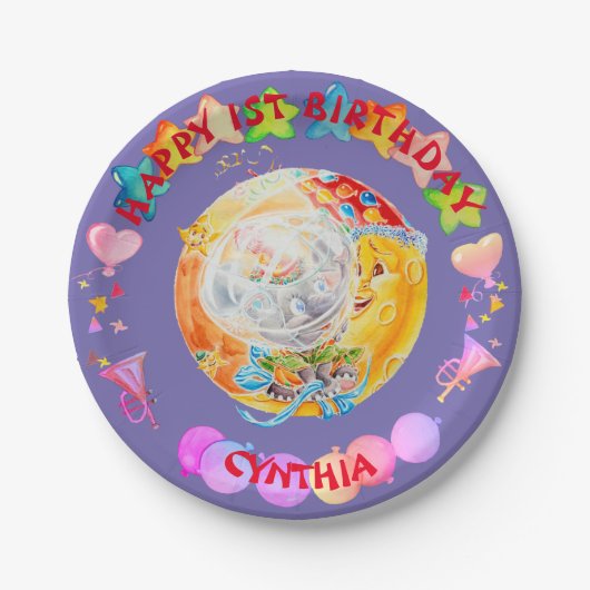 Kleine meisjes personaliseerden Borden van Birthda Papieren Bordje (Voorkant)