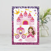 Kleine Meisjes Prinses Kasteel Koninklijke Verjaar Kaart (Staand voorkant)