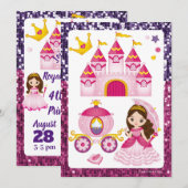 Kleine Meisjes Prinses Kasteel Koninklijke Verjaar Kaart (Voorkant / Achterkant)