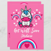 Kleine Meisjes Roze Eenhoorn Get Well (Voorkant / Achterkant)
