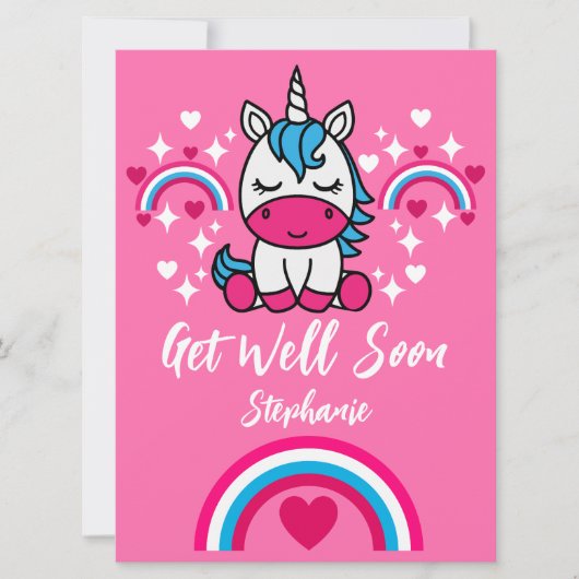 Kleine Meisjes Roze Eenhoorn Get Well (Voorkant)