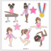 Kleine Meisjes Roze Gymnastiek Contour Sticker (Vel)